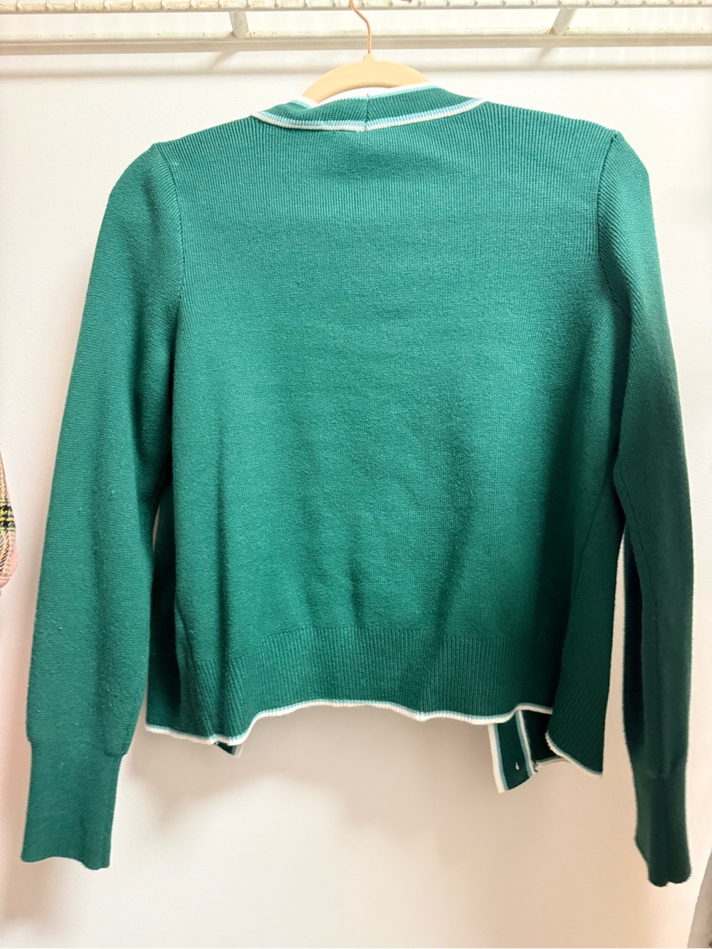 crown & ivy Emerald Green Cardigan with White Trim - Picture 3 of 3